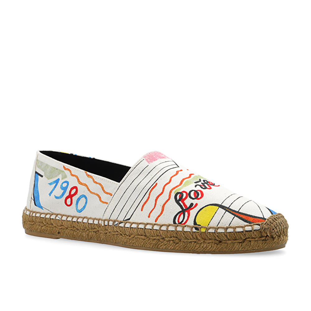 Saint Laurent Men's 1980 In-Love Print Embroidered YSL Espadrille Sneakers